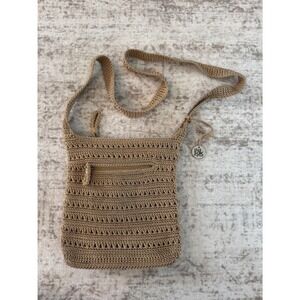 The Sak Originals Tan Crochet Crossbody Bag Neutral Boho Knit Purse